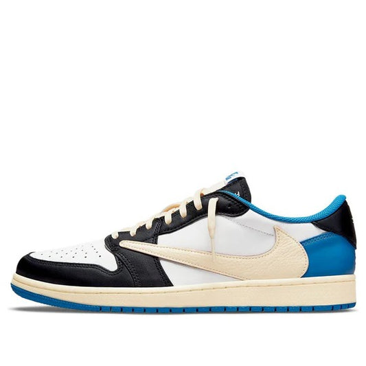 Air Jordan 1 Retro Low x Fragment Design x Travis Scott x 'Sail Black Military Blue' DM7866-140